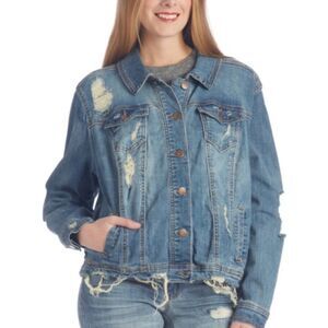 Dollhouse Oversized Distressed Denim Jacket Size 3X
